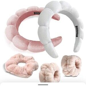 ApaLux Women Girls Headband Washing Face Wristband Scrunchie Set Spa Headband